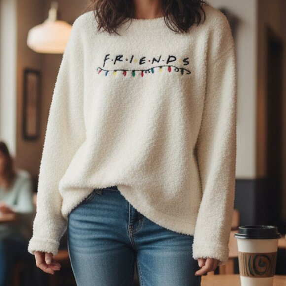FRIENDS Sweaters - Friends TV Show Cozy Sherpa Holiday Lights Sweater | Women's Size 3X
